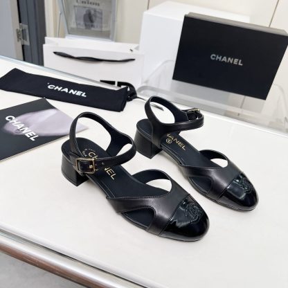 Chanel Early Spring Dance Shoes Series New European and American Style Black Sandals Heel Height 3.5cm - Image 6