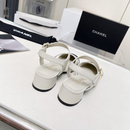 Chanel Early Spring Dance Shoes Series New European and American Style White Sandals Heel Height 3.5cm - Image 6