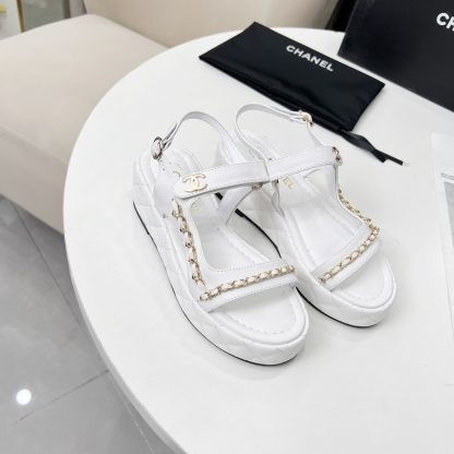 Chanel Spring and Summer White Dance Shoes Series New European and American Catwalk Sandals - Image 6