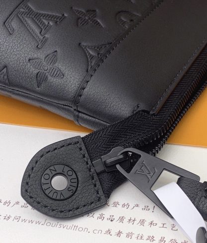 Louis Vuitton Black Leather Embossed POCHETTE VOYAGE SOUPLE Clutch - Image 6