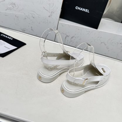Chanel Spring and Summer Dance Shoes Series New White Round Toe Sandals Heel Height 2.5cm - Image 6