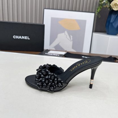 Chanel Spring and Summer Black Dance Shoes Series New Custom Flower Sandals Heel Height 8.5cm - Image 6