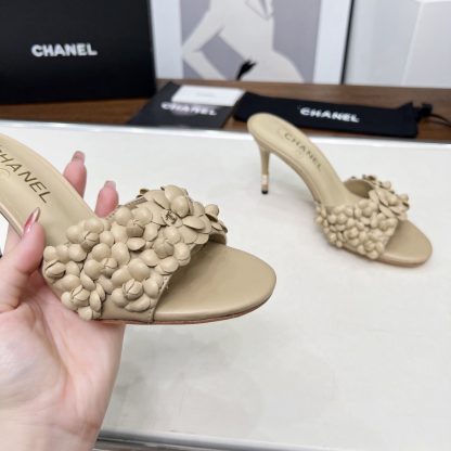 Chanel Spring and Summer Apricot Dance Shoes Series New Custom Flower Sandals Heel Height 8.5cm - Image 6