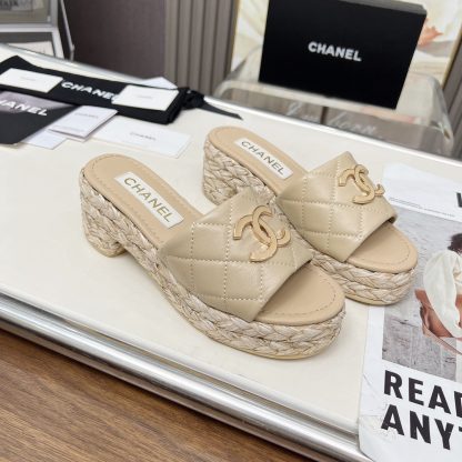 Chanel apricot spring and summer dancing shoes series slimming sandals with a heel height of 6.5cm - Image 6