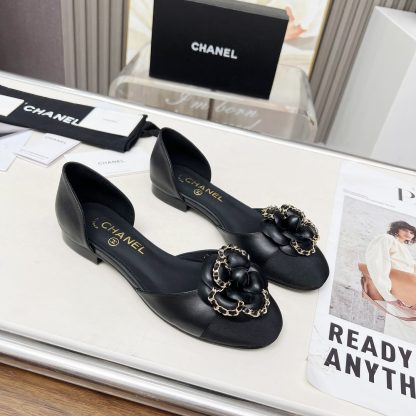 Chanel Spring/Summer Dancing Shoes Series Small Round Toe Black Flat Sandals Heel Height 1.5cm - Image 6