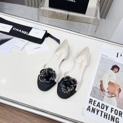 Chanel Spring/Summer Dancing Shoes Series Small Round Toe White Flat Sandals Heel Height 1.5cm - Image 6