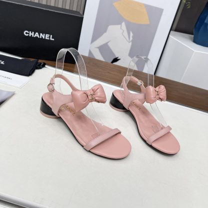Chanel Spring/Summer Dancing Shoes Collection Pink Bow Sandals Heel Height 3.5cm - Image 6