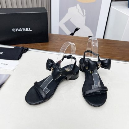 Chanel Spring/Summer Dancing Shoes Collection Black Bowknot Sandals Heel Height 3.5cm - Image 6