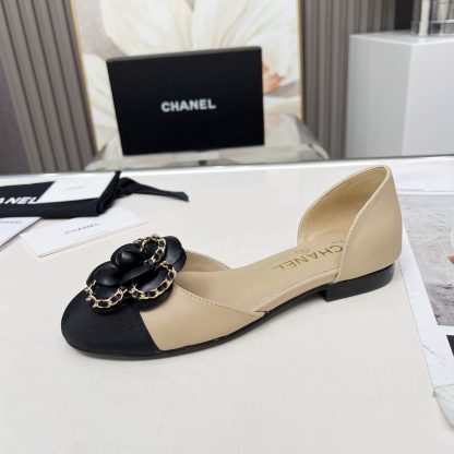 Chanel apricot spring and summer dance shoes series new custom camellia sandals heel height 1.5cm - Image 6