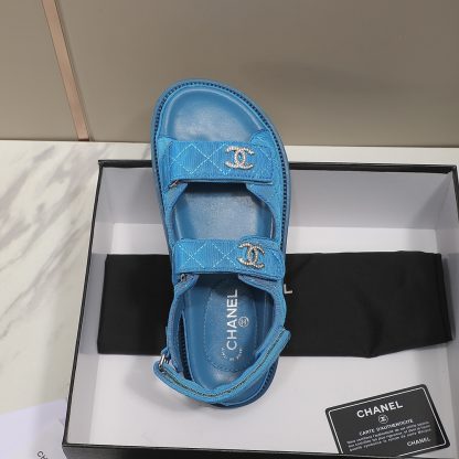 Chanel Temperament Denim Blue Sandals - Image 6