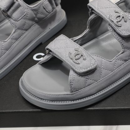 Chanel Temperament Denim Grey Sandals - Image 6