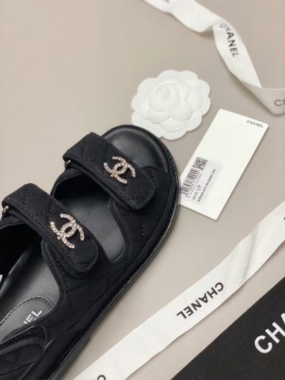 Chanel Temperament Denim Black Classic Sandals - Image 6