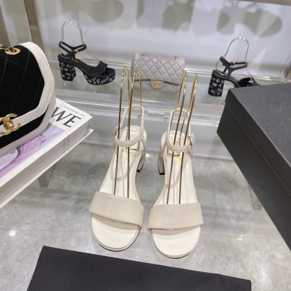 Chanel Early Spring Small Round Head White Flash Brick Sandals Heel Height 4.5cm - Image 6
