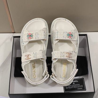 Chanel Check Design Classic Velcro Sandals - Image 6