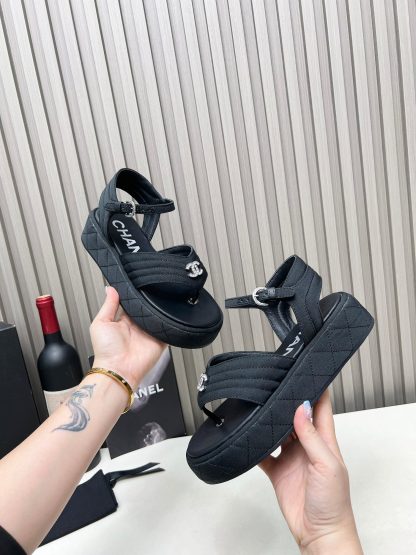 Chanel black early autumn versatile soft and comfortable sandals - Image 6