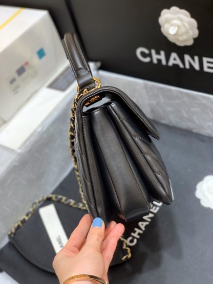 Chanel Black CC Large V Check Chain Bag - Image 6