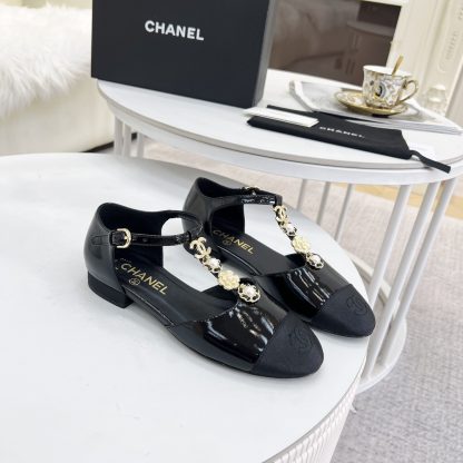 Chanel Spring and Summer Black Dancing Shoes Series Small Round Head Shiny Sandals - Image 6