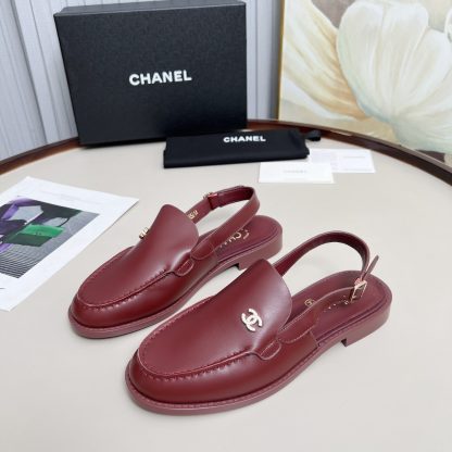 Chanel red spring and summer dancing shoes series retro style half-slip sandals heel height 2.5cm - Image 6