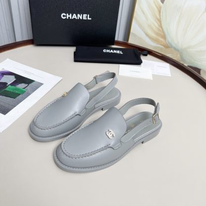 Chanel blue-grey spring-summer dancing shoes series retro style half-slip sandals with a heel height of 2.5cm - Image 6