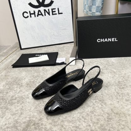 Chanel Spring and Summer Dancing Shoes Series New Products Cashmere Leather Sequin Black Retro Feeling Sandals - Image 6