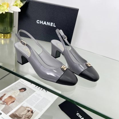 Chanel Spring/Summer Dance Shoes Collection Grey Small Round Head New Sandals Heel Height 6cm - Image 6