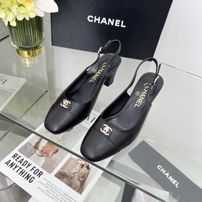 Chanel Spring and Summer Dancing Shoes Series Black Small Round Head New Sandals Heel Height 6cm - Image 6