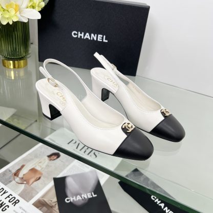 Chanel Spring and Summer Dancing Shoes Series White Small Round Head New Sandals Heel Height 6cm - Image 6