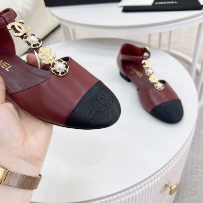 Chanel Spring and Summer Dance Shoes Series New Small Round Toe Slim Red Sandals Heel Height 2cm - Image 6