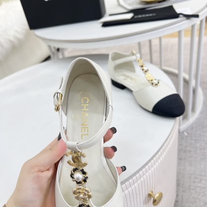 Chanel Spring and Summer Dance Shoes Series New Small Round Head Slim White Sandals Heel Height 2cm - Image 6