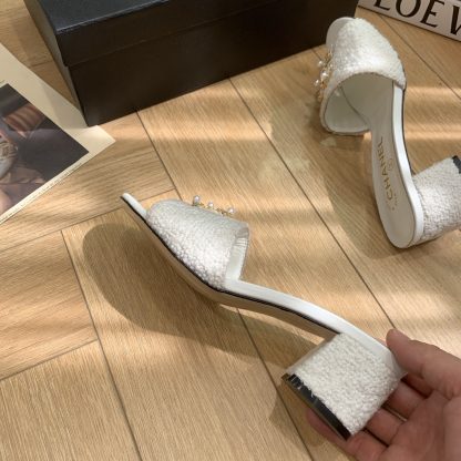 Chanel spring and summer new white goddess elegant and durable thick heel sandals - Image 6