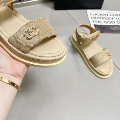 Chanel apricot early spring dancing shoes series sandals, 3cm thick - Image 6