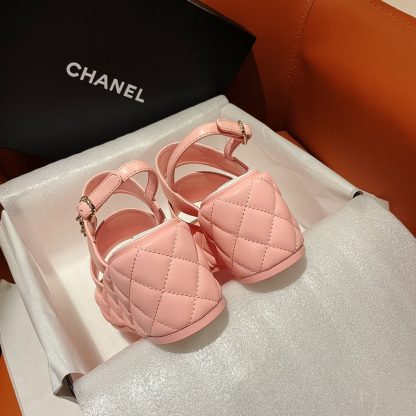 Chanel new bow high-heeled pink sandals, heel height 7.5cm - Image 6