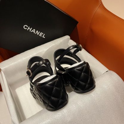 Chanel new bow high-heeled black sandals, heel height 7.5cm - Image 6