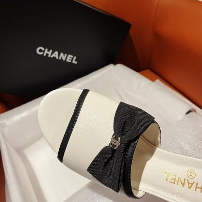 Chanel white new bow thick heel sandals heel height 4.5cm - Image 6