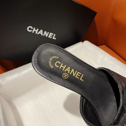 Chanel black new bow thick heel sandals heel height 4.5cm - Image 6