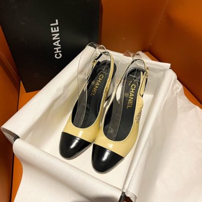 Chanel new apricot leather high-heeled sandals - Image 6