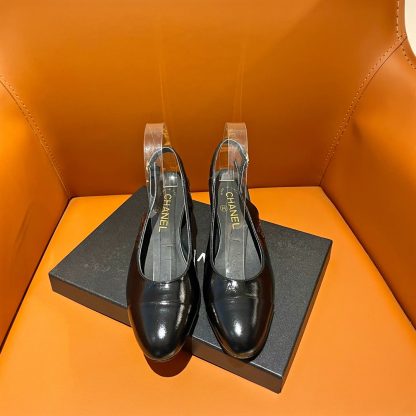Chanel new black leather high-heeled sandals - Image 6