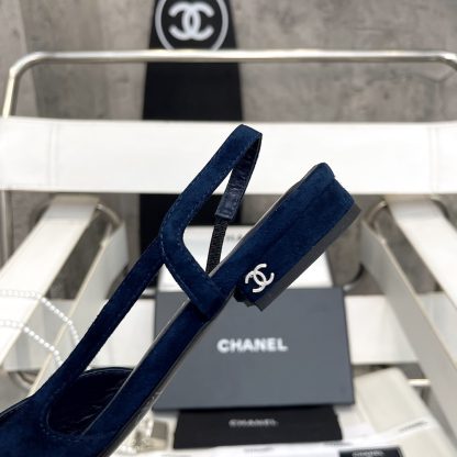 Chanel Fashion Classic Mixed Lambskin Dark Blue Flat Sandals - Image 6