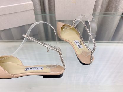 Jimmy Choo patent leather crystal chain flat shoes - Image 6