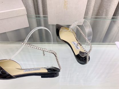 Jimmy Choo patent leather crystal chain flats - Image 6