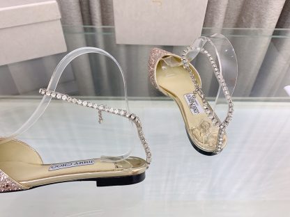 Jimmy Choo patent leather crystal chain flats - Image 6