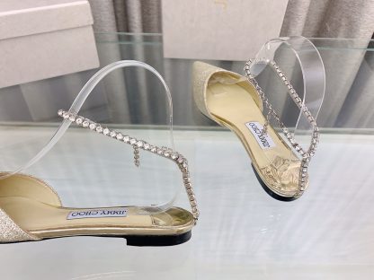 Jimmy Choo patent leather crystal chain flats - Image 6