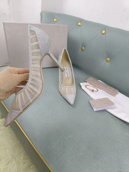 Jimmy Choo white mesh high heels - Image 6