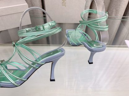 Jimmy Choo Simple and Stylish Heart-shaped Crystal Diamond Strapped High Heels - Image 6