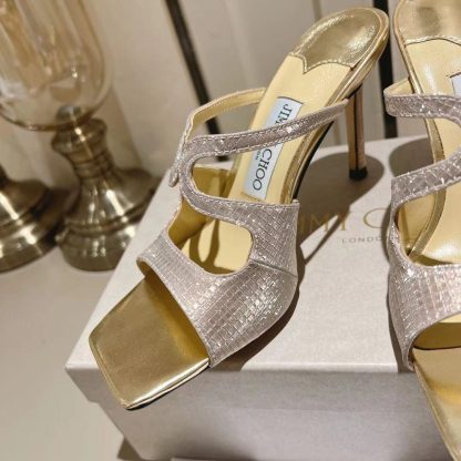 Jimmy Choo Gold Temperament Sandals High Heels - Image 6