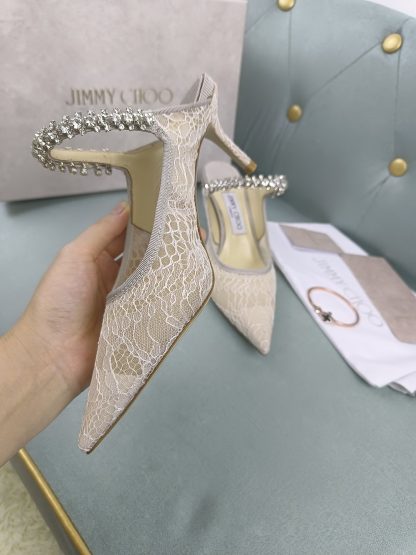 Jimmy Choo Off-White Mesh Sandals High Heels - Image 6