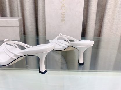 Jimmy Choo fashionable minimalist heart-shaped crystal diamond strap high heels - Image 6
