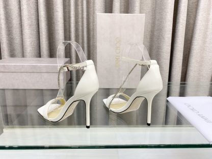 Jimmy Choo Crystal Chain Square Toe High Heels - Image 6