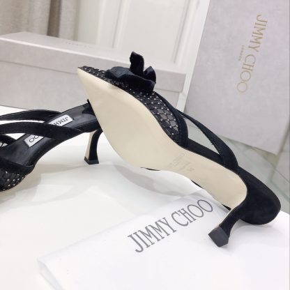 Jimmy Choo mesh rhinestone explosion bow high heels - Image 6