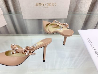 Jimmy Choo mesh rhinestone explosion bow high heels - Image 6